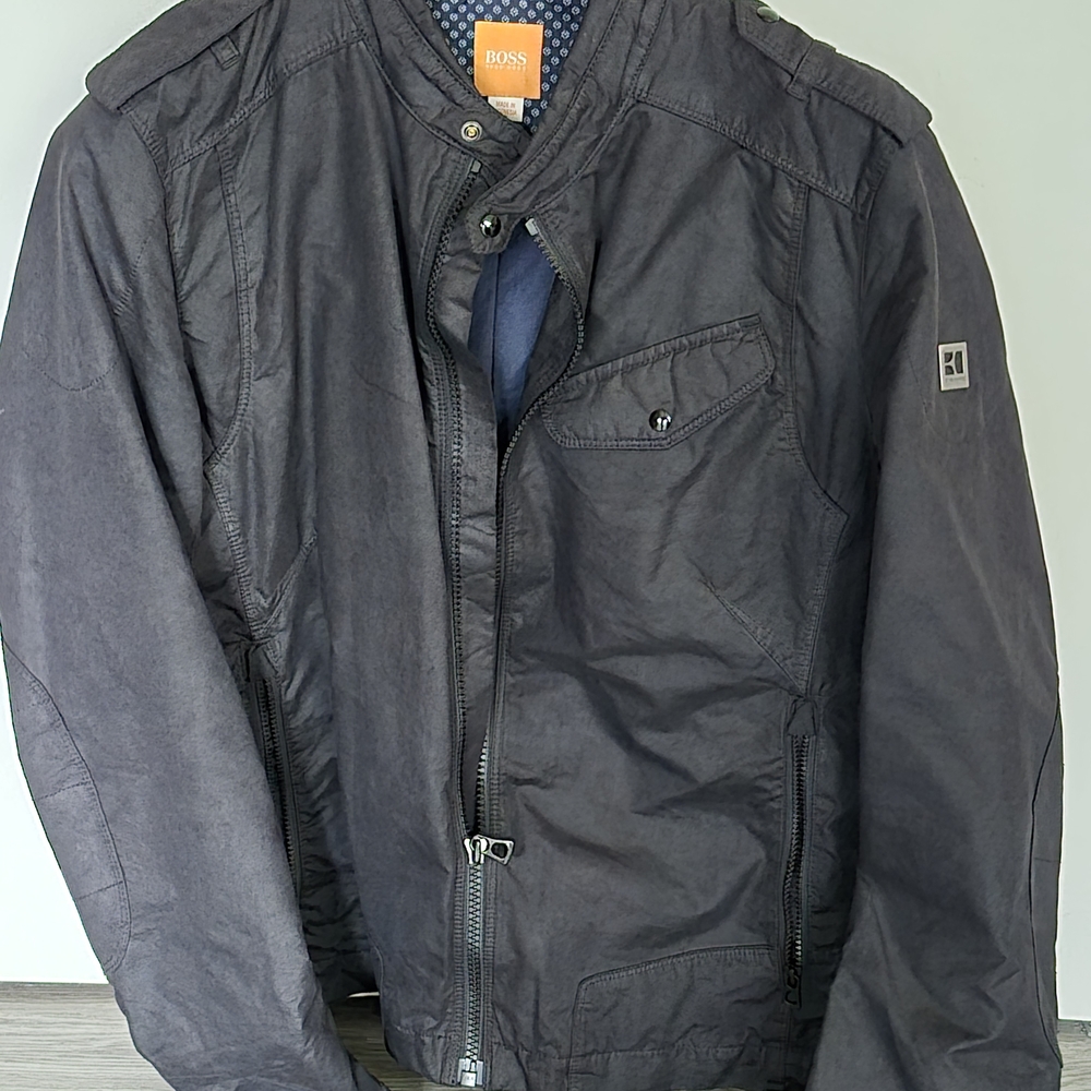 BOSS Men's Black Lightweight Zip-Front Jacket